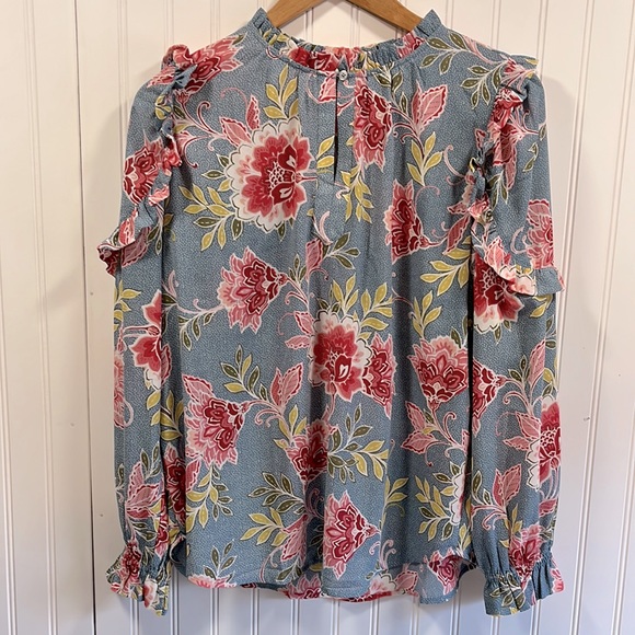LOFT Tops - Loft floral ruffle long sleeve top